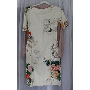 White Floral Print Short Sleeve Dress – Women’s Size M